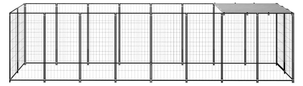 Hundehütte für den Außenbereich mit abschließbarer Tür - Schwarz und Silbergrau - 440 x 110 x 110 cm - Für Hunde Sicherheit und Bewegungsfrei...