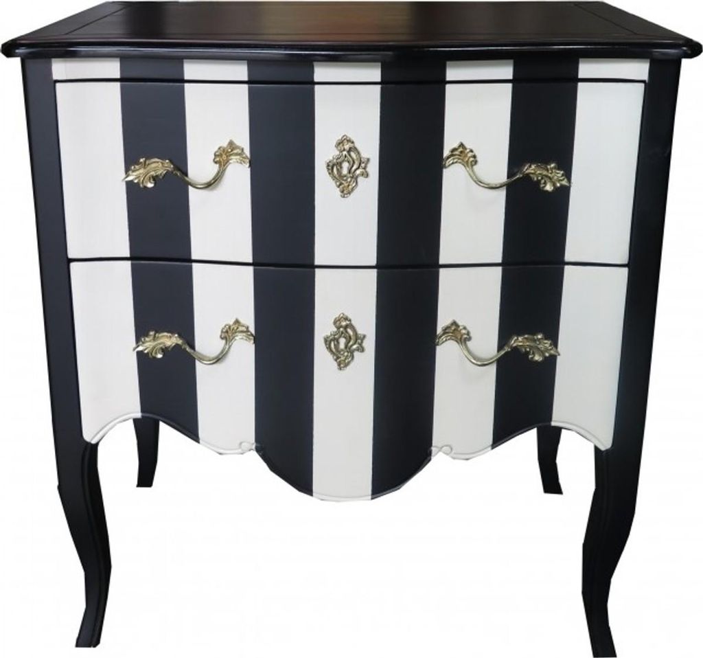 Casa Padrino Commode baroque noir / blanc rayé / couleur Image du produit 