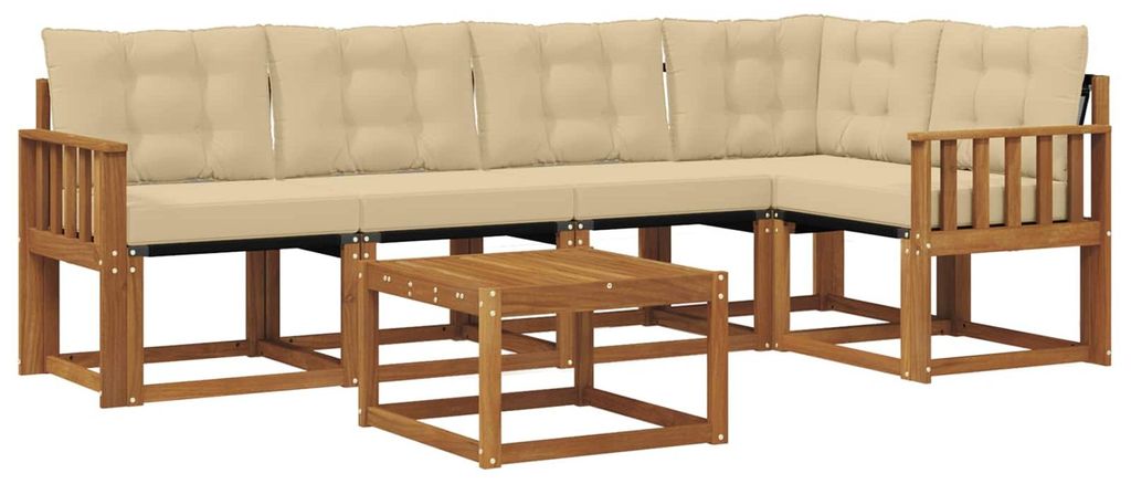 vidaXL Outdoor-Sofagarnitur mit Kissen 6 pcs Natur und Beige