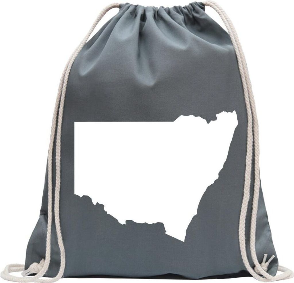 Kiwistar - Turnbeutel - stahlgrau - New South Wales - Australien - State - Fun Rucksack Sport Beutel Gymsack Baumwolle mit Ziehgurt