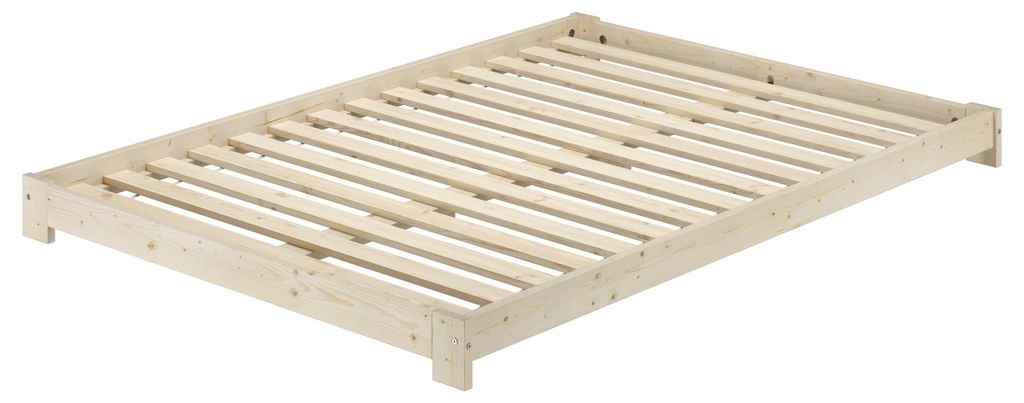 Niederflurbett Doppelbett 140x200 Fichte massiv unbehandelt Produktbild 