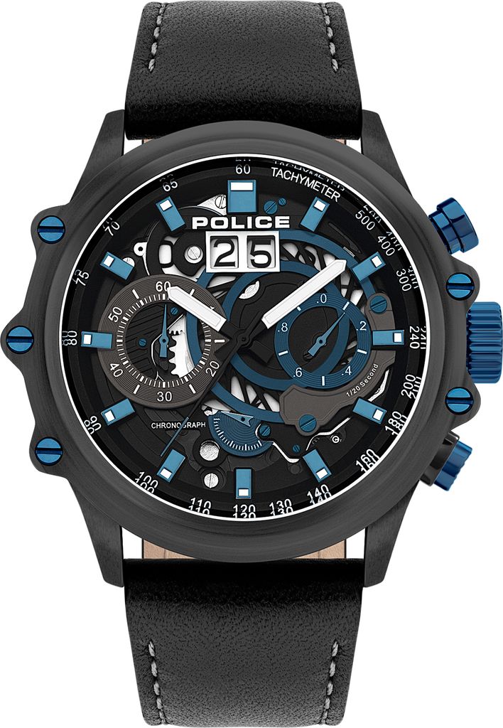 Police Herrenuhr Armbanduhr Chronograph Lederband PL16018JSU.02