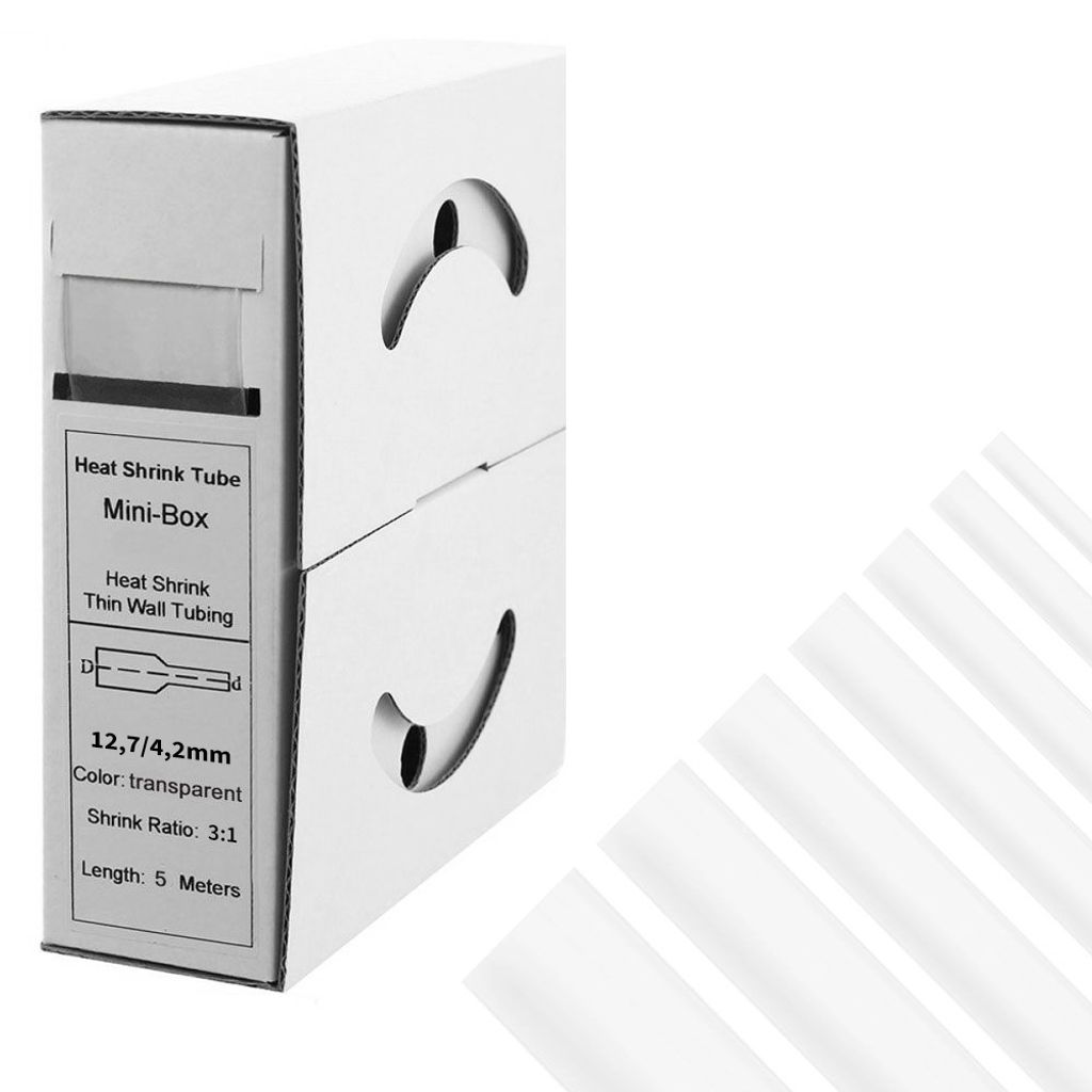 5m Schrumpfschlauch mit Kleber 12mm>4mm transparent Ratio 3:1