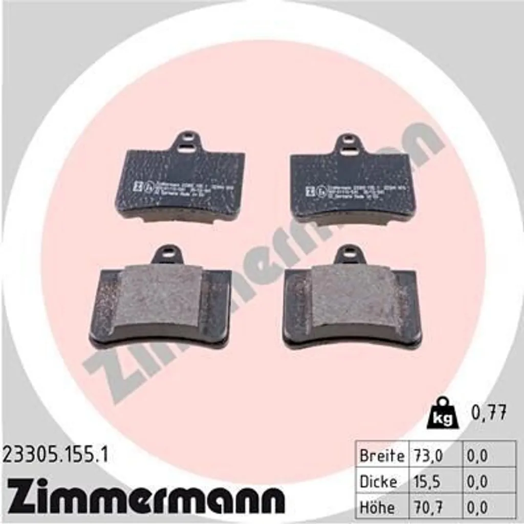 Plaquettes de frein ZIMMERMANN 23305.155.1 pour Citroën C5 I et II