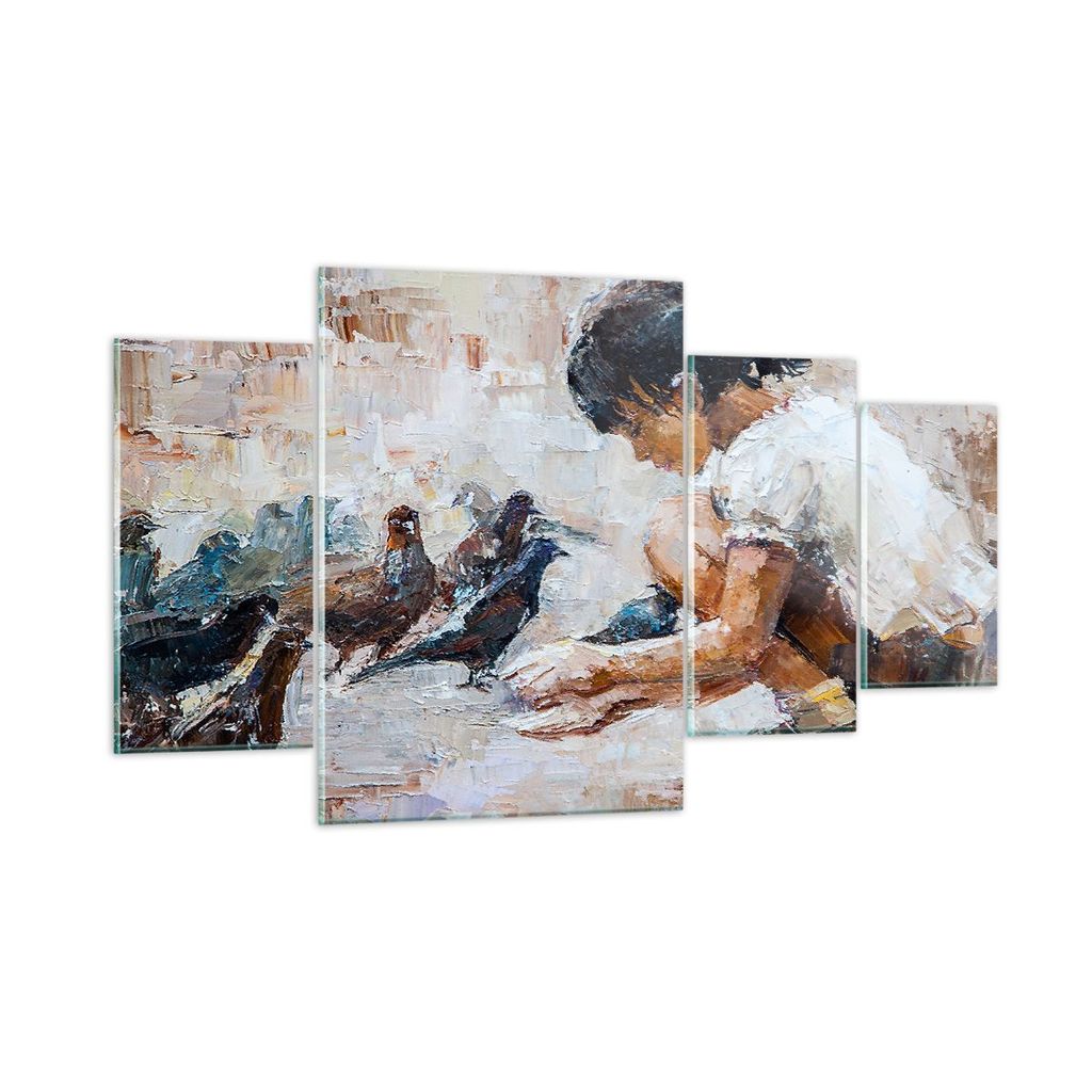 Bilder auf glas - Kind Vogel Karma - 160x90cm - Glasbilder - Wandbilder - Kunstdruck - zum Aufhängen bereit - Wanddekoration aus Glas - Glas Bilde...