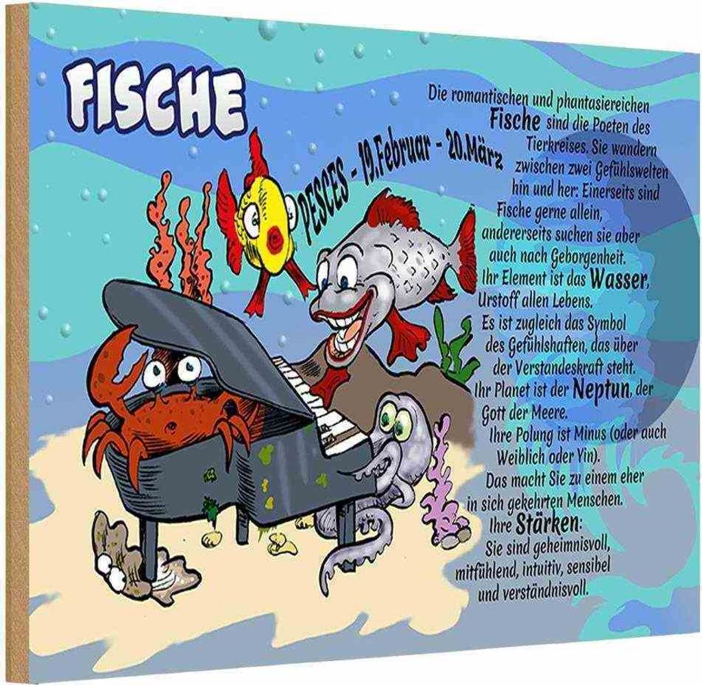vianmo Holzschild 12x18 cm Sternzeichen Fische 19 Februar 20 März Dekoration