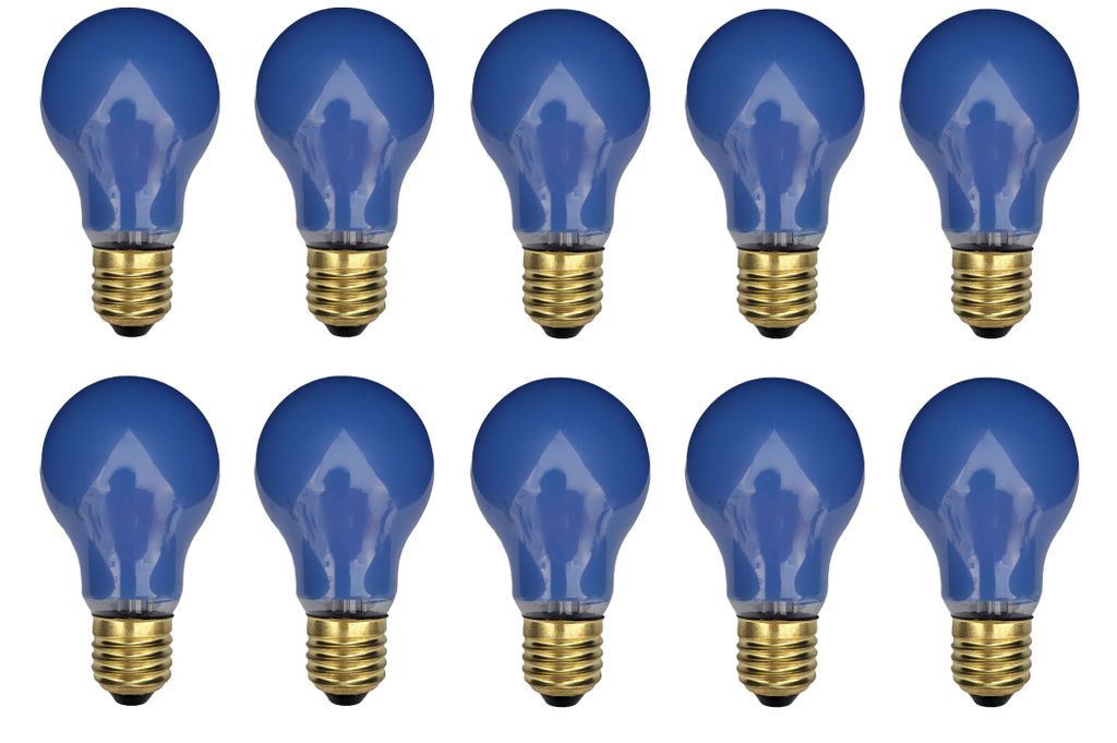 10x Glühbirne Glühlampe Standard E27 25W 25 Watt Farbe Blau Produktbild 