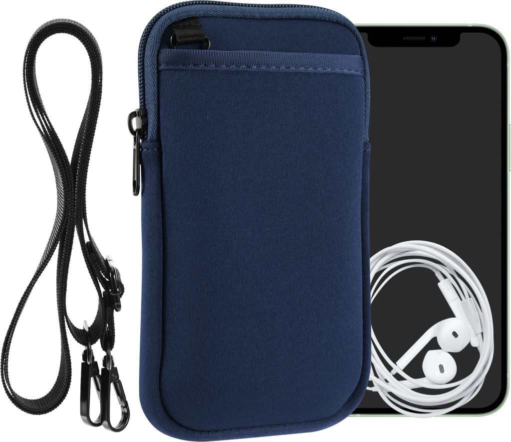 kwmobile Handy Tasche zum Umhängen für XL - 6,7/6,8" - Hülle mit Band - Neopren Cover mit Reißverschluss - 17,2 x 8,4 cm - Necklace Case in Mar...