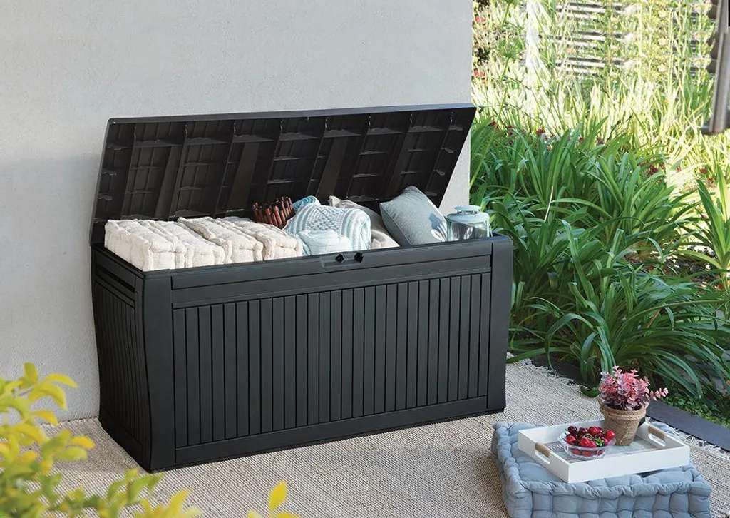 Coffre Keter COMFY 270L étanche et robuste, rangement jardin aspect bois - 8