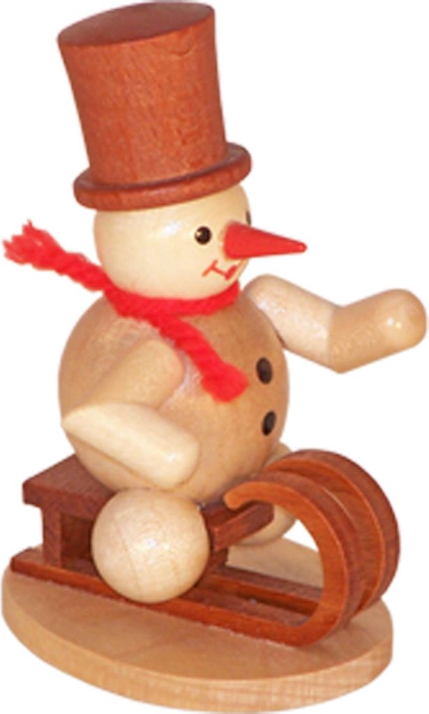 Weihnachtsdekoration Schneemann natur auf Schlitten BxHxT 6,5x8,5x5cm NEU