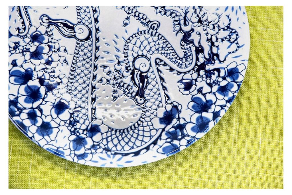 Zen Tafelservice, 18-teilig, Keramik, Weiß und Blau