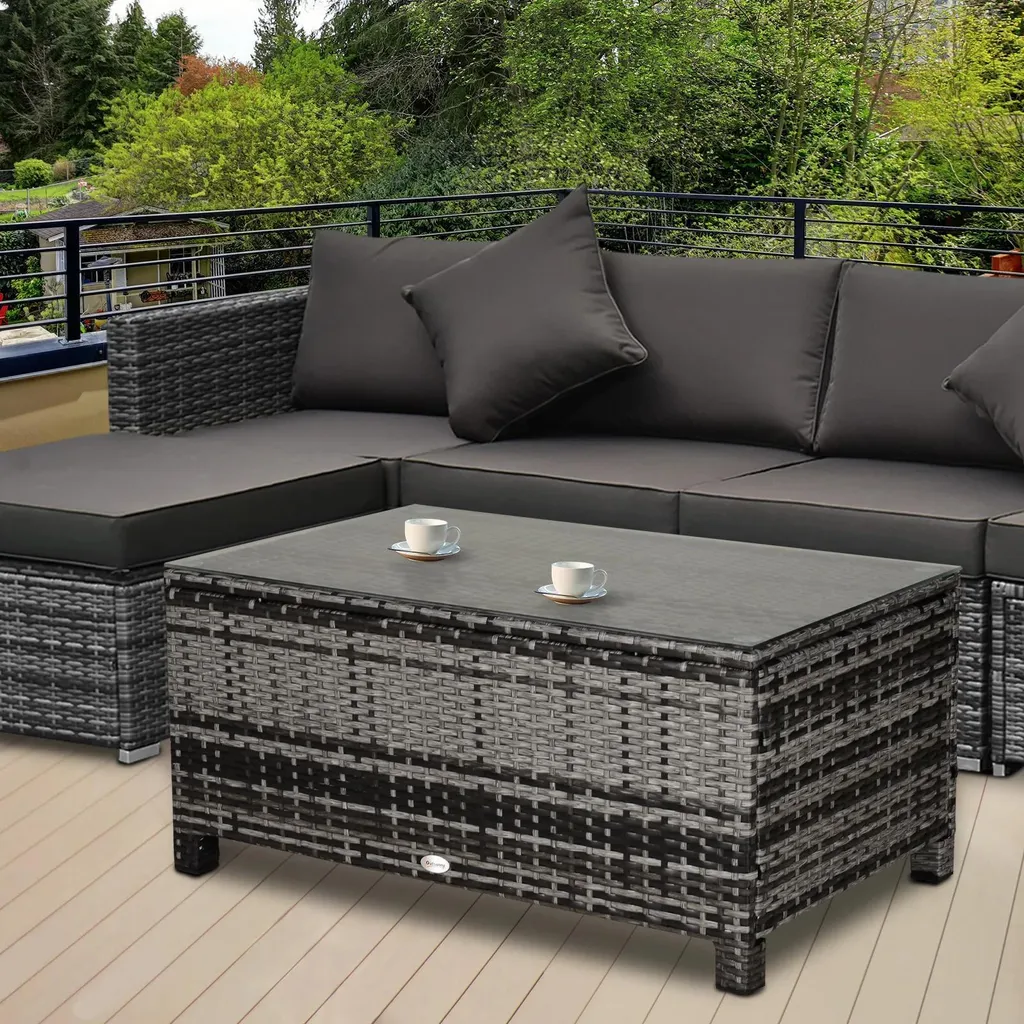Table d'appoint de balcon en polyrotin résistant avec plateau de verre - 2