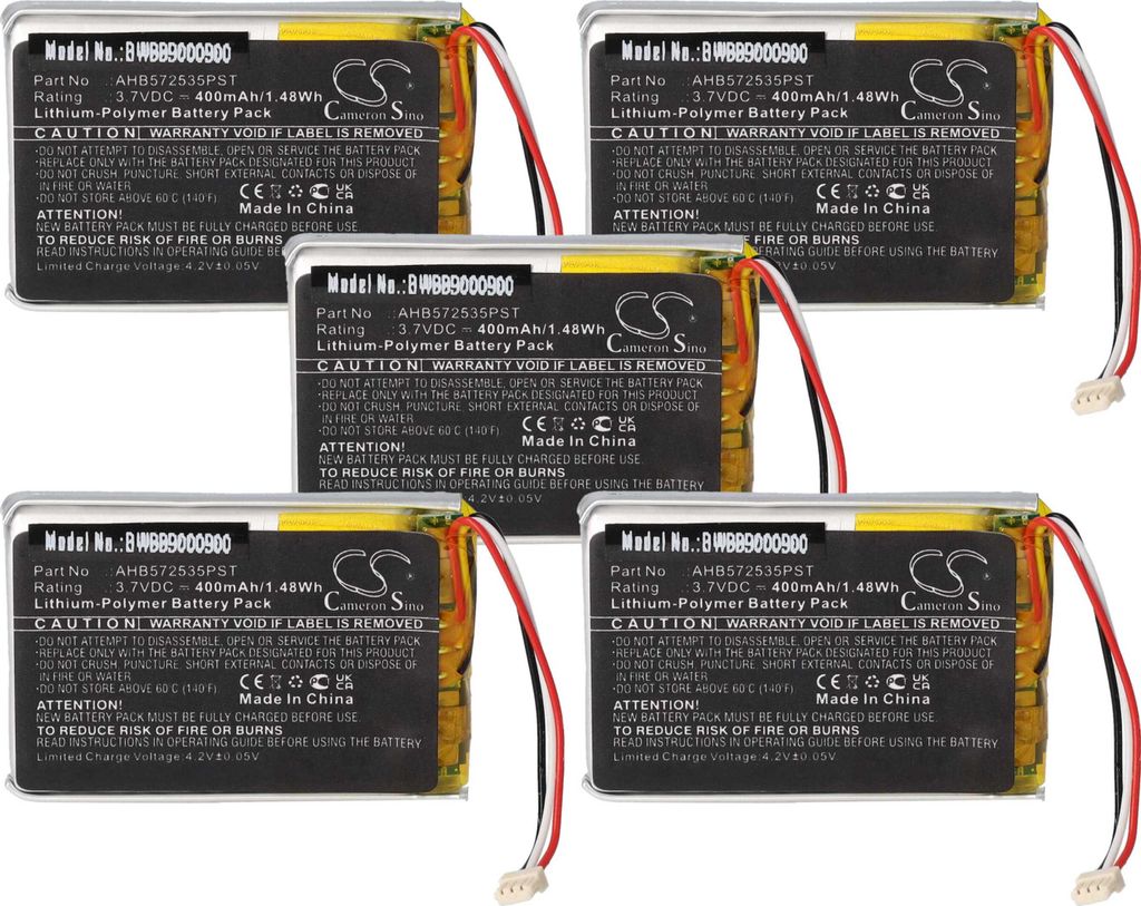 vhbw 5x Akku kompatibel mit Jabra Evolve 75 Wireless Headset Kopfhörer (400 mAh, 3,7 V, Li-Polymer)