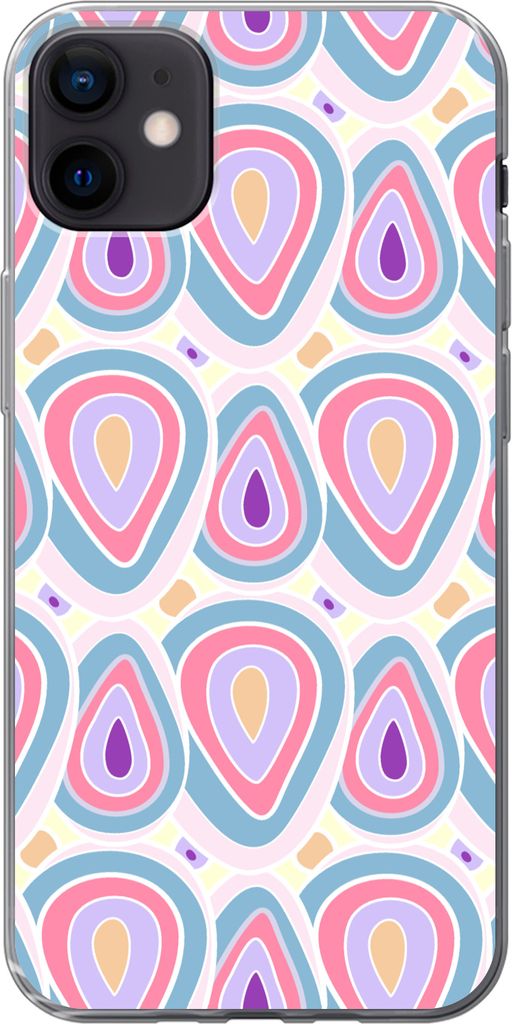MuchoWow Handyhülle Schutzhülle Hülle für Telefoonhoesje iPhone 12 mini Muster - Achat - Retro - Lila Silikon Softcase Handy Hülle - Bild