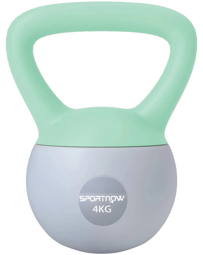 Kettlebell 4 kg avec poignée antidérapante verte pour fitness à la maison