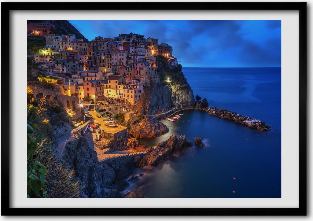 Bild - Bilder - Bilderrahmen - 70 cm x 50 cm - MDF-Rahmen, Wandkunst Manarola Italien