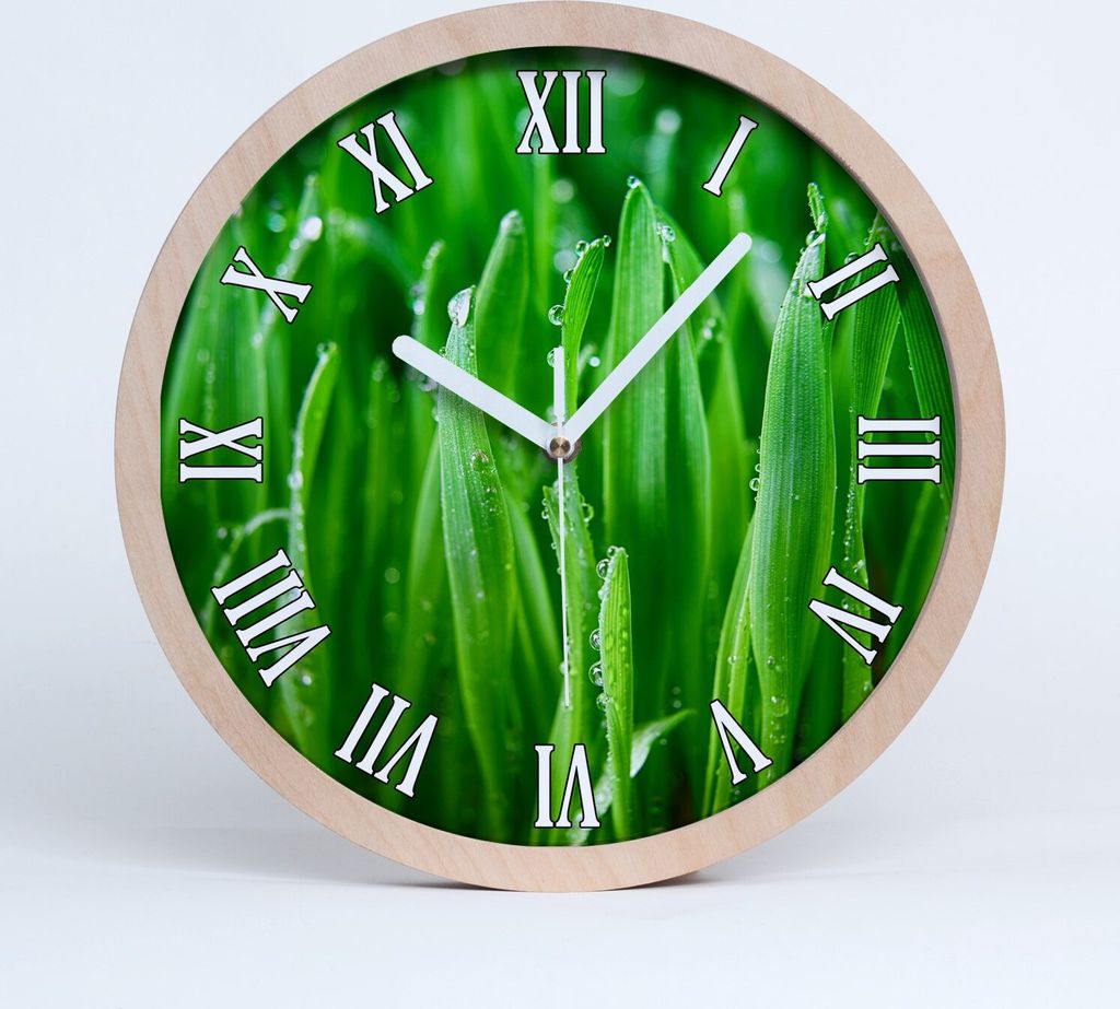 Holzuhr 25fi cm wanduhr - weiße Spitzen - Gras