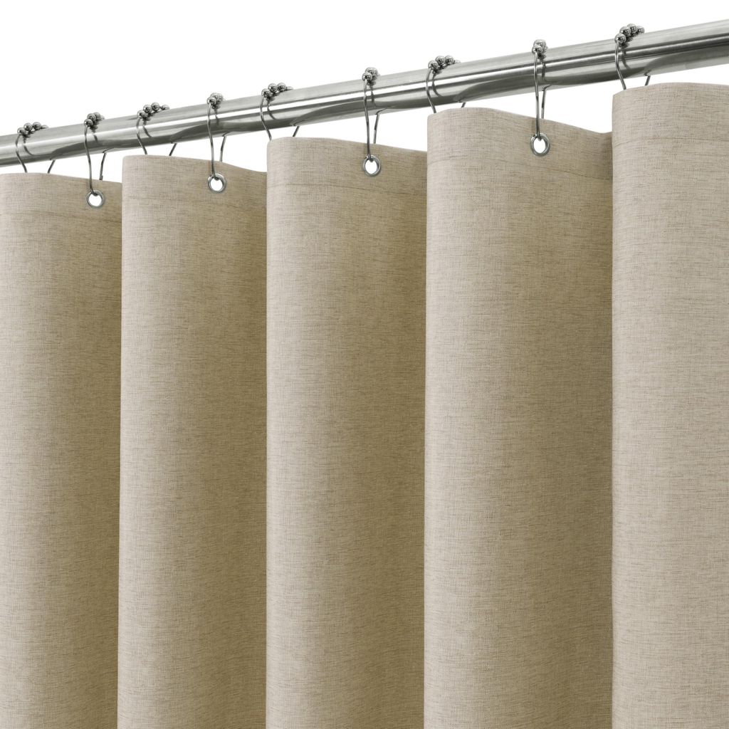 Duschvorhang aus Leinen mit Duschvorhangringen aus Metall, Textil-Badevorhang, schimmelresistentes Badezimmer-Vorhangset, wasserdichter Duschvorhan...
