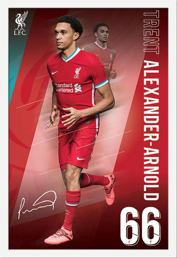 Déco Murale Liverpool : Poster Alexander Arnold avec Cadre Blanc 2021