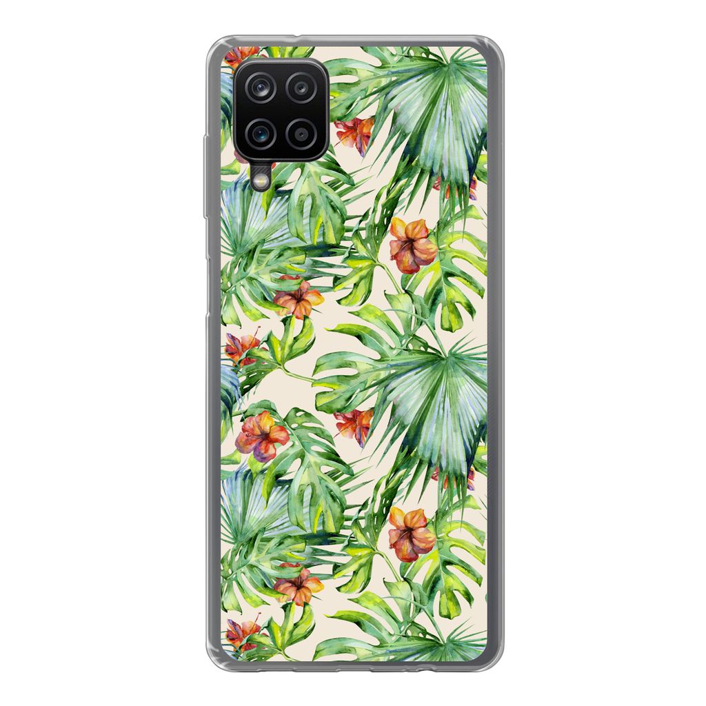 MuchoWow Handyhülle Schutzhülle Hülle für Samsung Galaxy A12 Blume - Blatt - Muster Silikon Softcase Handy Hülle - Bild