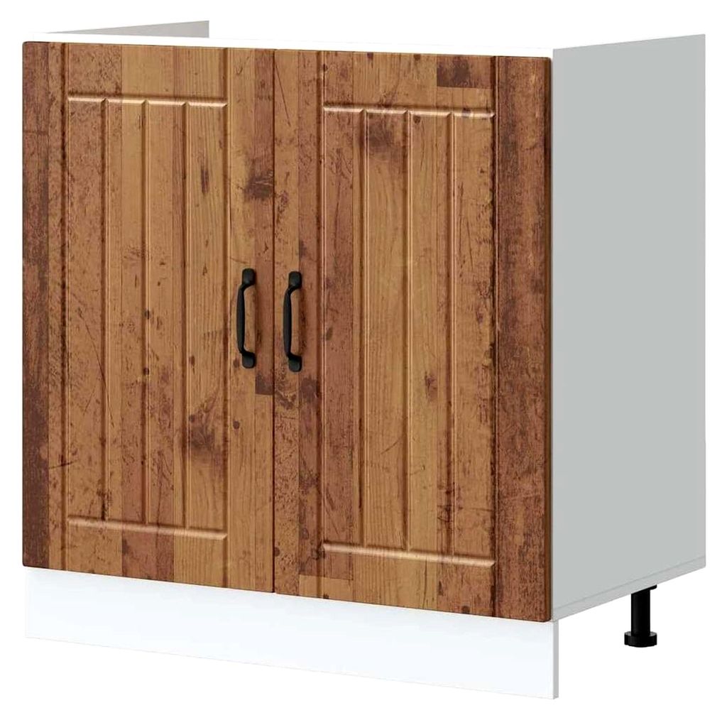 Tomostar Küchenunterschrank, Unterschrank für Spüle, Küchenschrank Lucca, altes Holz, 80 x 46 x 81,5 cm