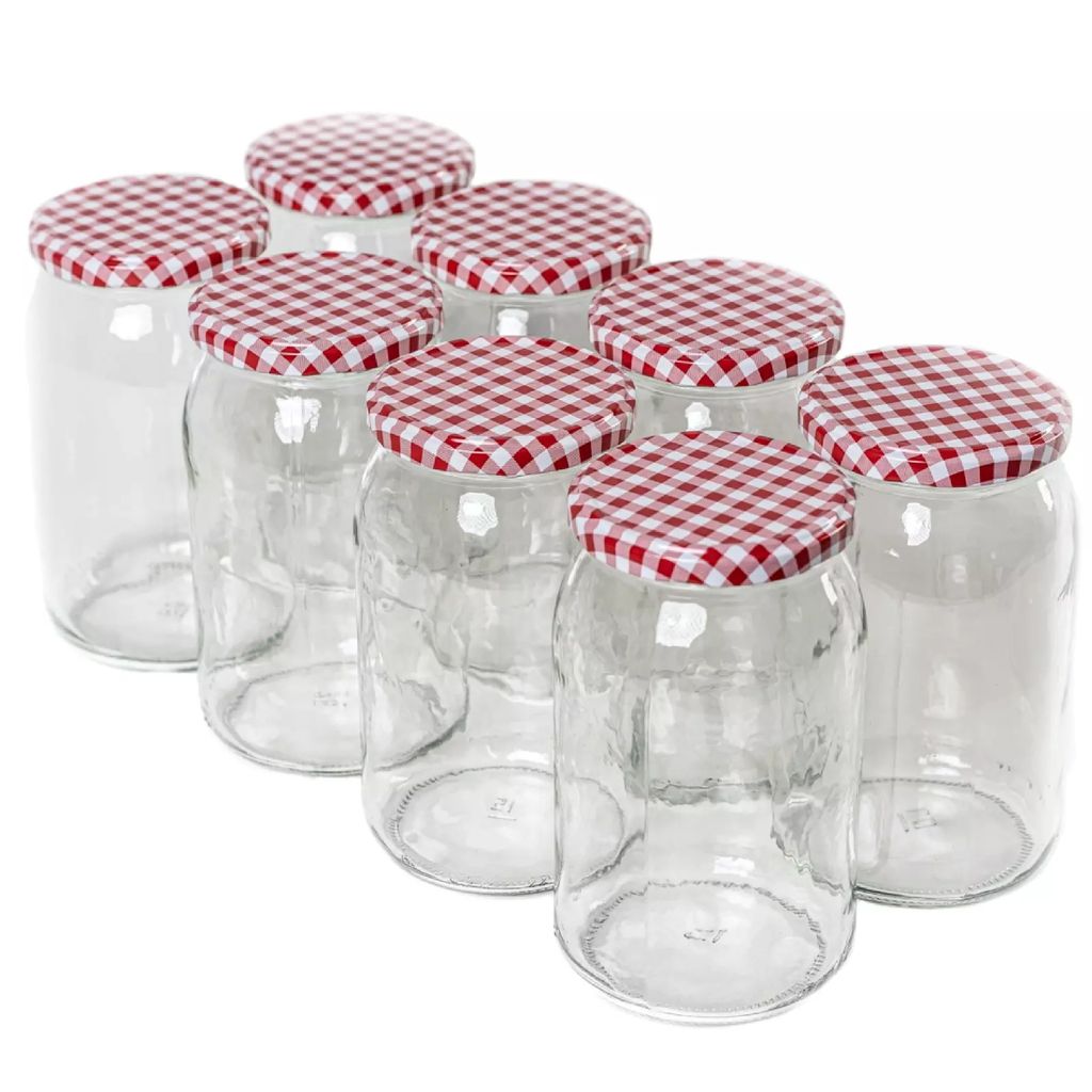 MIKONI Einweckgläser | 16 Stück | 900 ml | # ROT Deckel | Einmachgläser, Vorratsgläser, Einmachglas, 0.9L Marmeladengläser, Sturzgläser, Gurk...