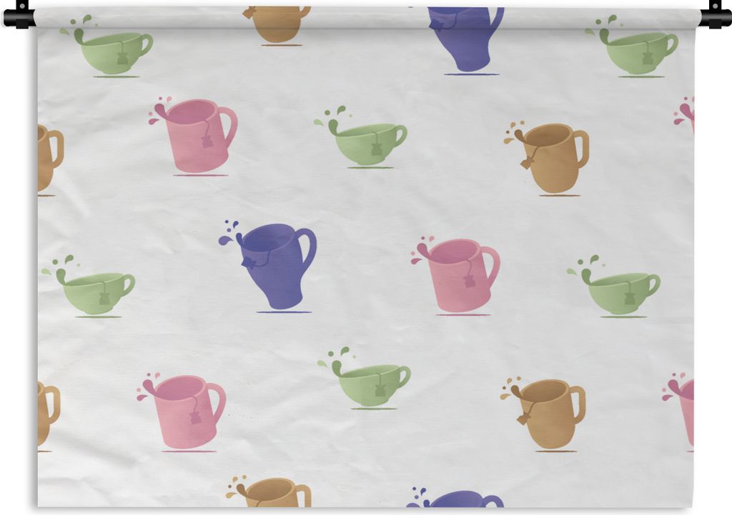 MuchoWow Wandteppich Wandbehang Muster - Tee - Teetasse 60x45 cm Tapisserie Dekoration Wandtuch - Das Schlafzimmer