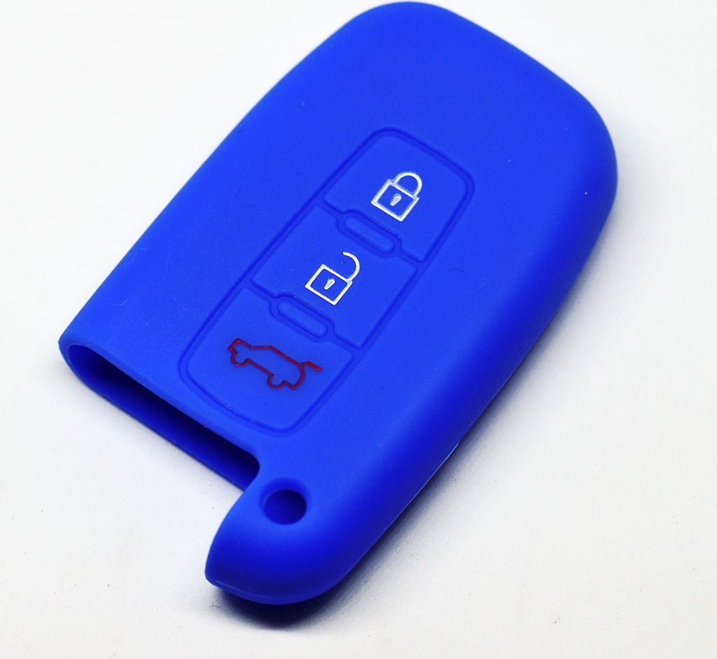 Auto Schlüssel Hülle Silikon Schutz Cover Blau kompatibel mit Hyundai Genesis Sonata KIA Optima Sportage 3 Tasten KEYLESS SMARTKEY