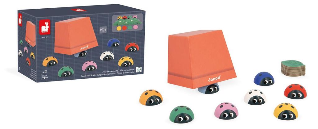 Janod - Memory-Spiel Marienkäfer - Lernspiel aus Holz für Kinder
