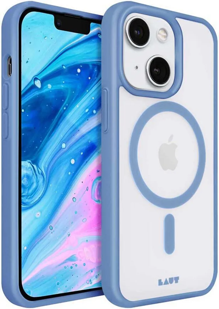 Coque iPhone 14 Plus antichoc LAUT HUEX Protect Bleue et Transparente