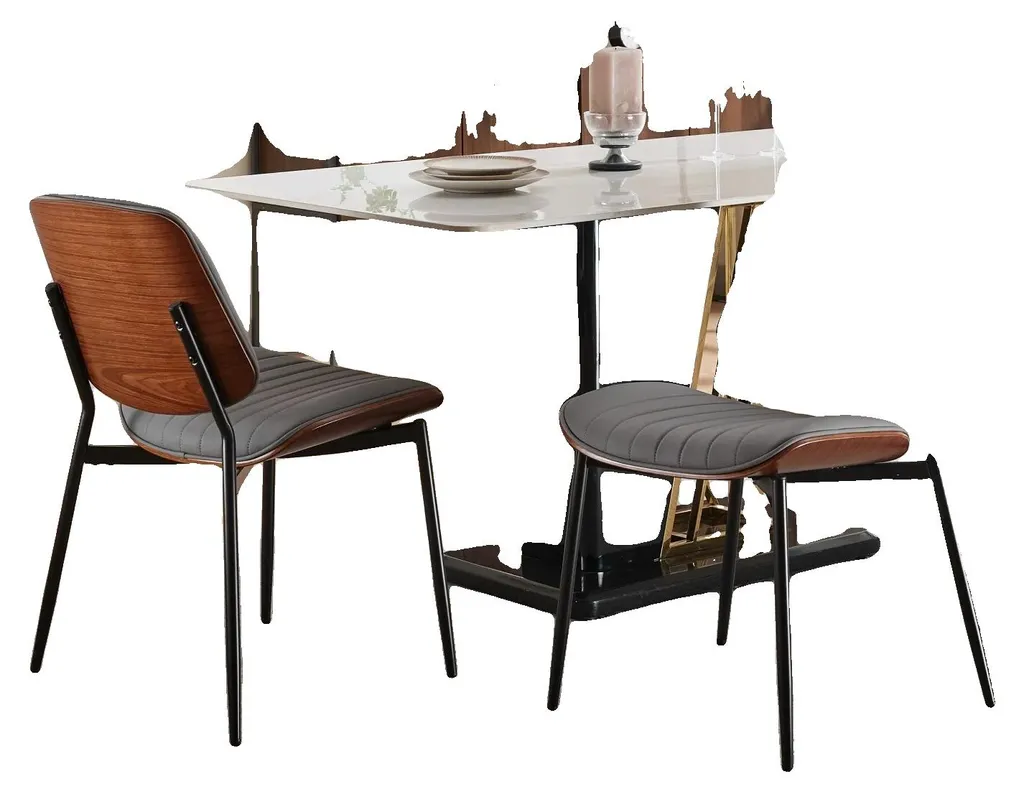 Chaise de salle à manger Mid-Century Modern en cuir PU gris lot de 2