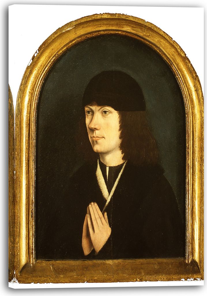 Leinwandbild (70x100cm): Französischer (burgundischer?) Maler (um 1495) - Portrait eines jungen Mannes, echter Holz-Keilrahmen inkl. Aufhänger, h...