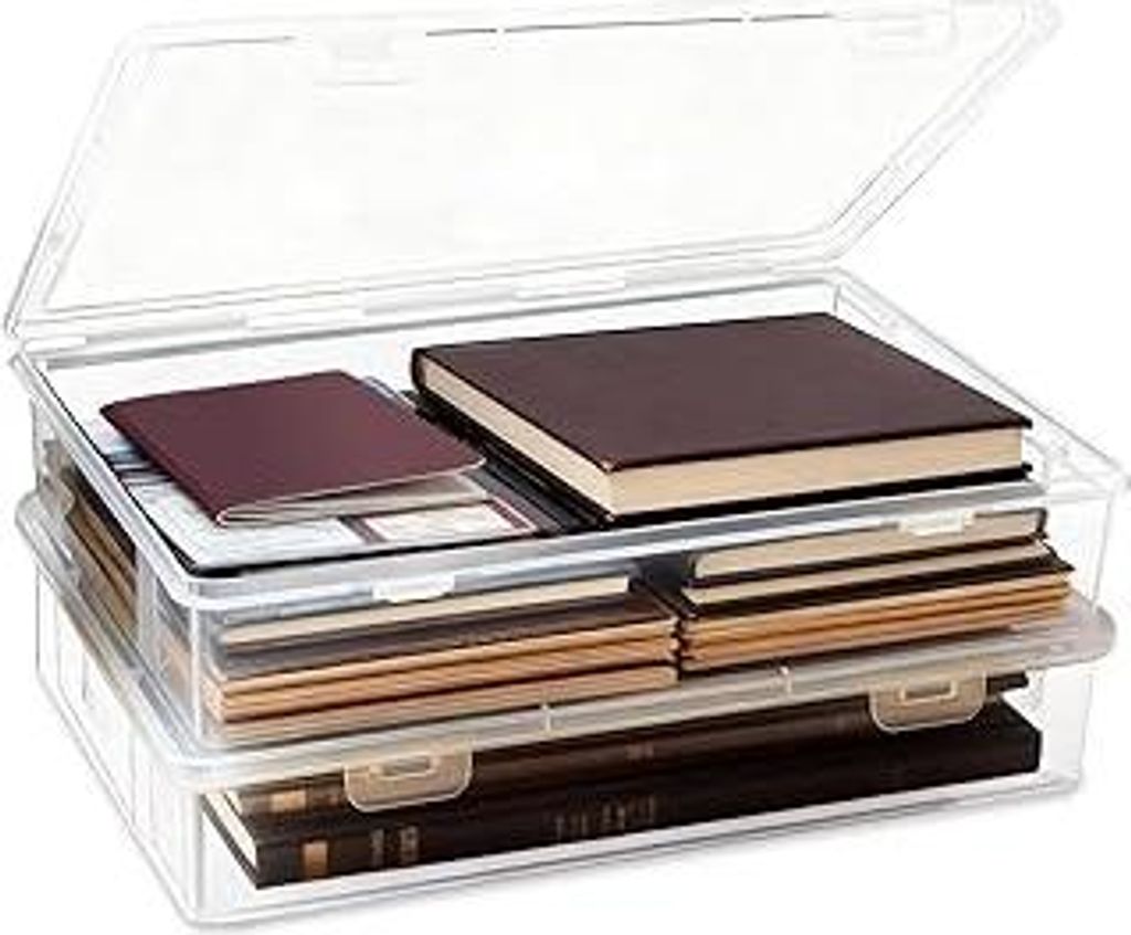 Solinorex 2 Stück Aufbewahrungsbox mit Deckel - Dokumentenbox Archivbox A4, 31 x 22 x 5 cm Plastic Storage Box, Plastikbox mit Deckel für Dokumen...