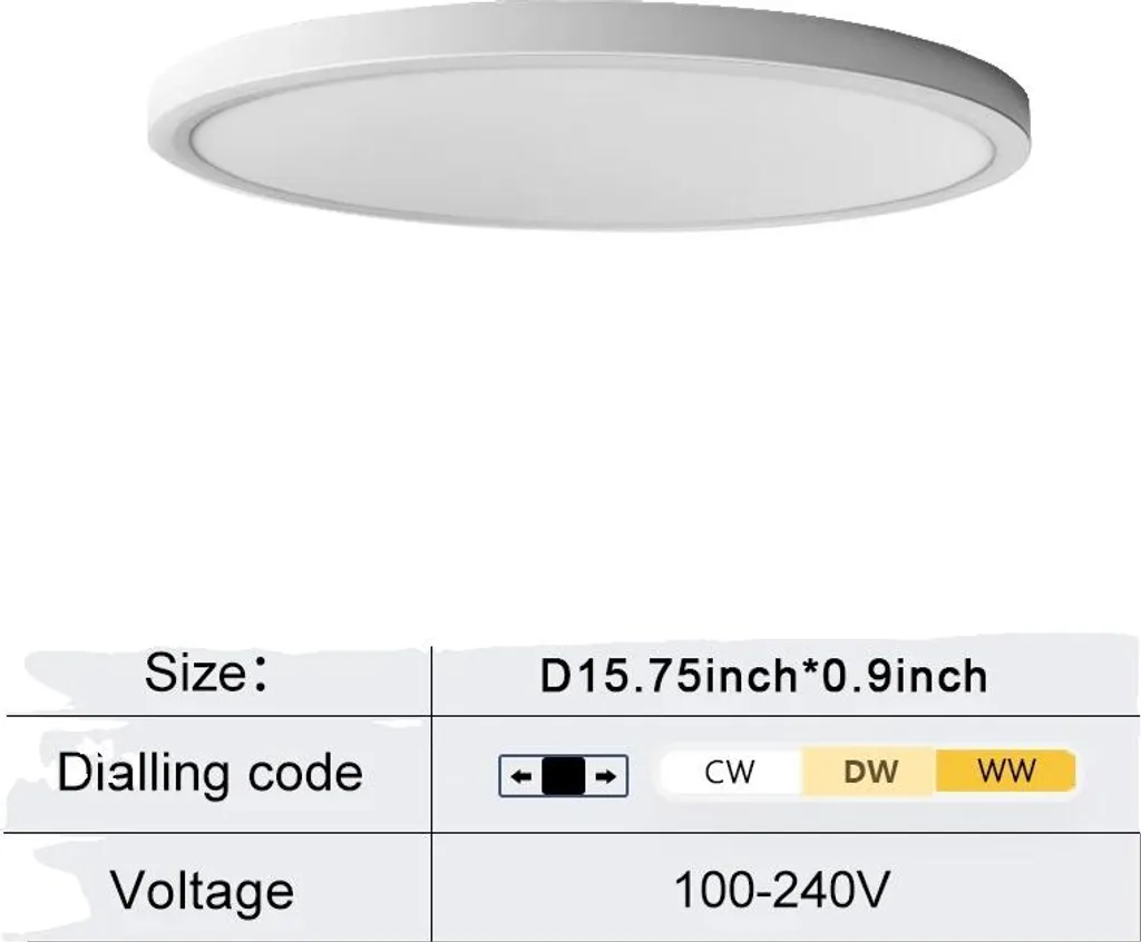 Plafonnier LED Ultra-Mince 34W Haute Luminosité pour Salon Modèle L34