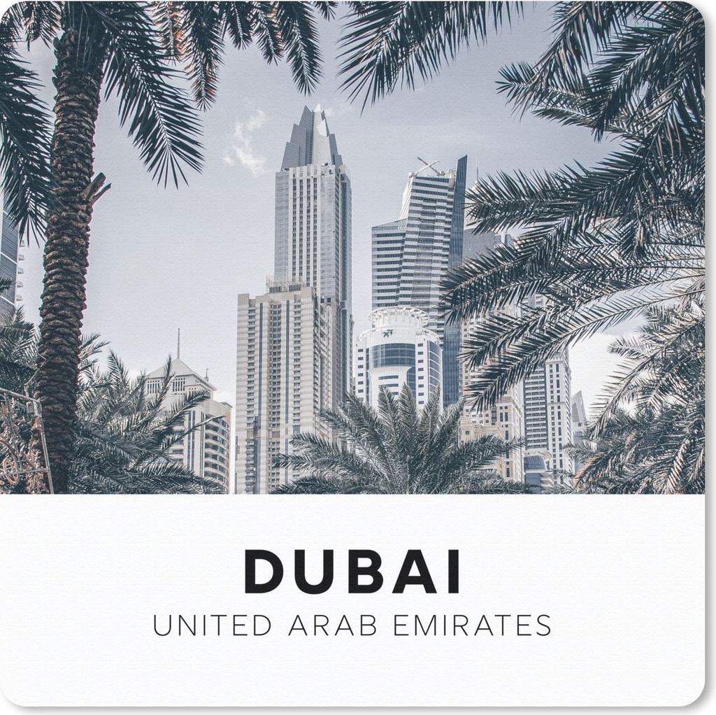 MuchoWow Mauspad Mousepad Dubai - Palme - Wolkenkratzer 20x20 cm - Mousepads - Maus Mat - Pad - Mausunterlage - Desk Mat - Bureauartikeln