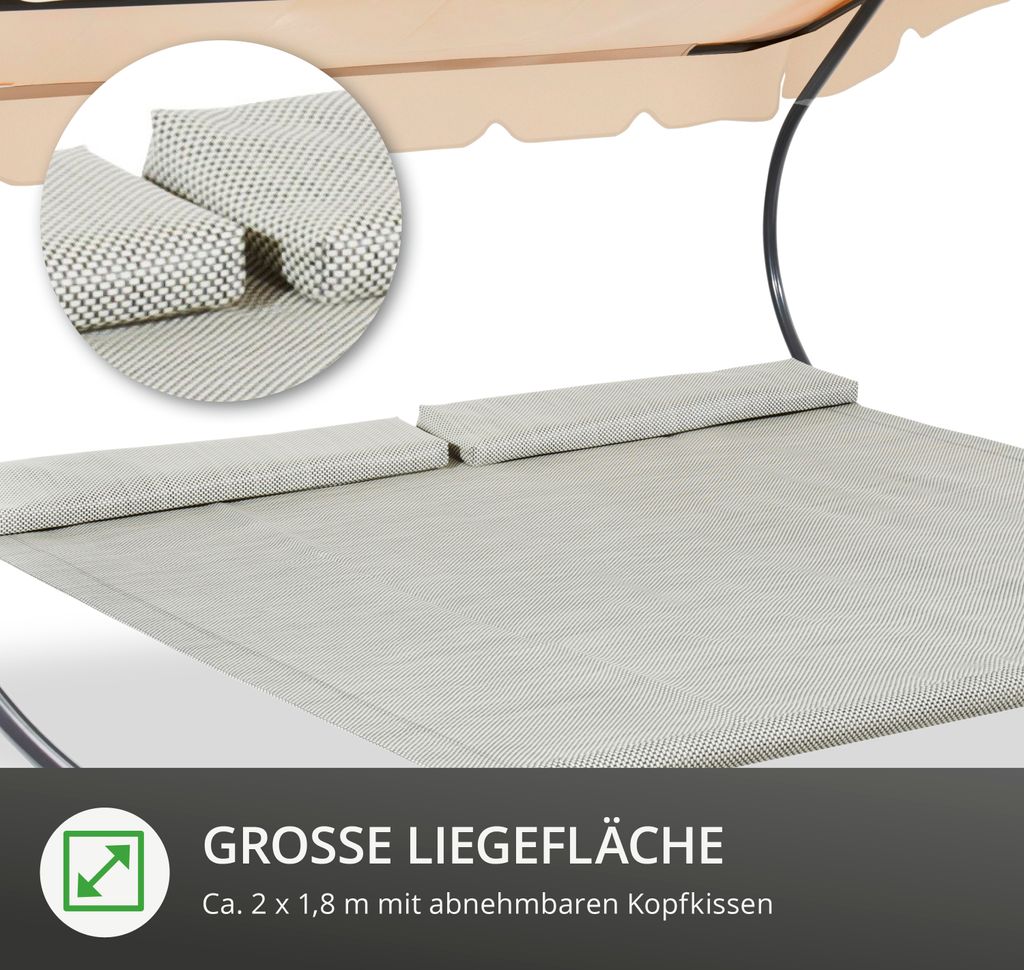 Leco Doppelliege grau/beige - Maße: 200 cm x 200 cm x 110 Produktbild 13