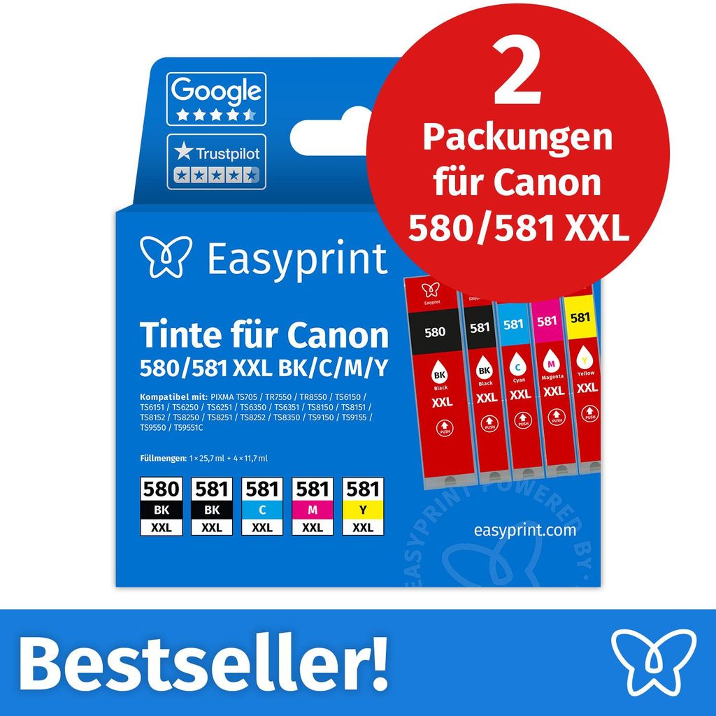 NOUVEAU : Easyprint Cartouches d'encre pour Canon 580/581 Image du produit 