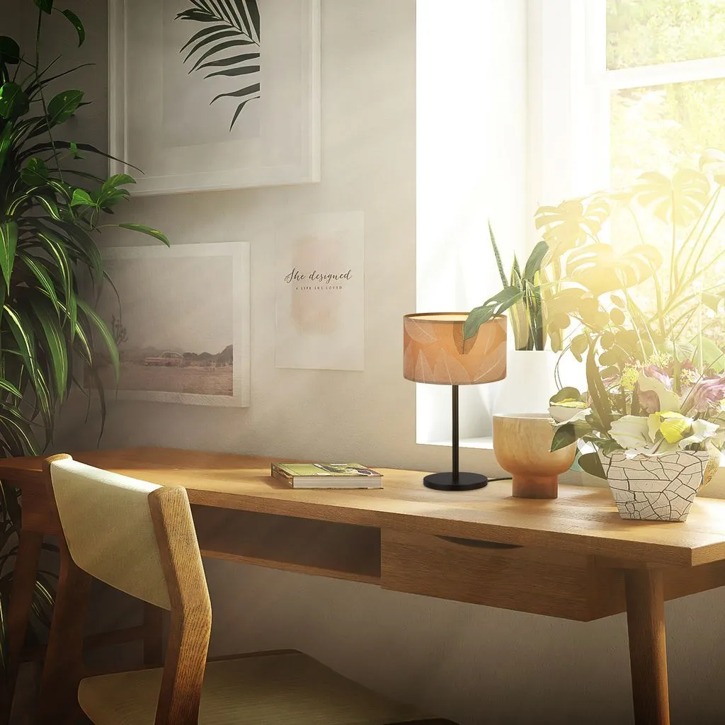 Lampe de table Briloner Mata décor feuilles E27 café 25x41,5 cm