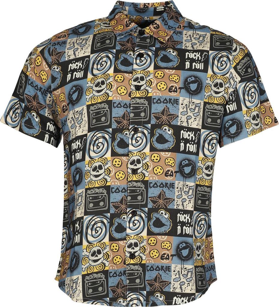 Sesame Street Kurzarmhemd Herren Cookie Monster - Krümelmonster - Hawaii multicolor S