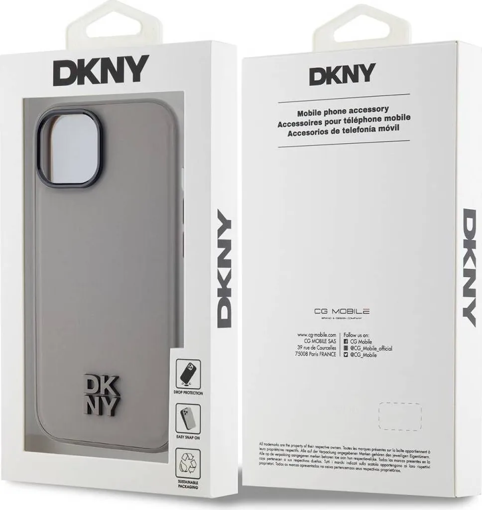 Coque iPhone 15 MagSafe DKNY - Protection Chic Grise pour Smartphone Apple