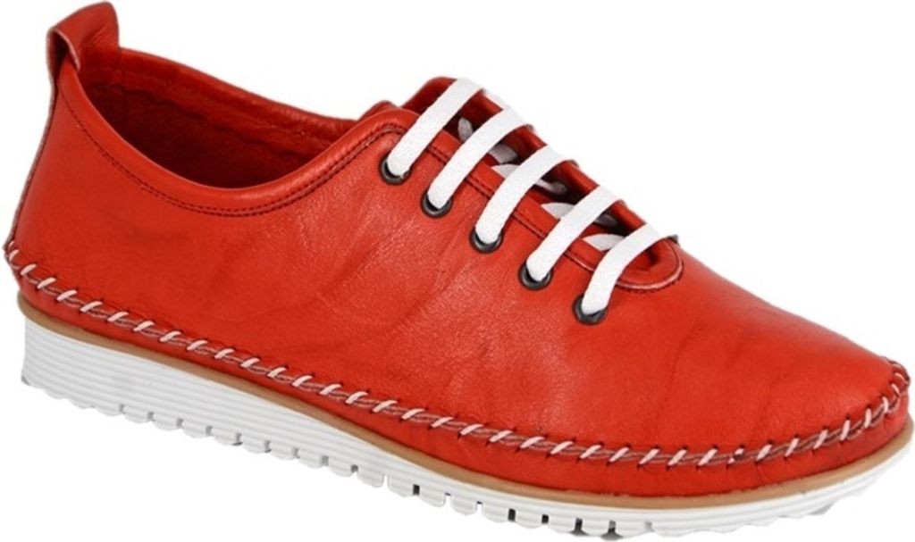 Mod Comfys - Damen Sneaker "Flexi", Weiches Softie-Leder DF2058 (37 EU) (Rot)