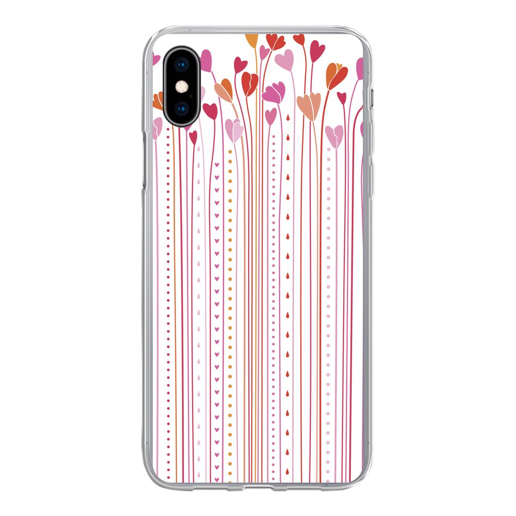 MuchoWow Handyhülle Schutzhülle Hülle für iPhone Xs Eine Illustration der wachsenden Herzen Silikon Softcase Handy Hülle - Handytasche