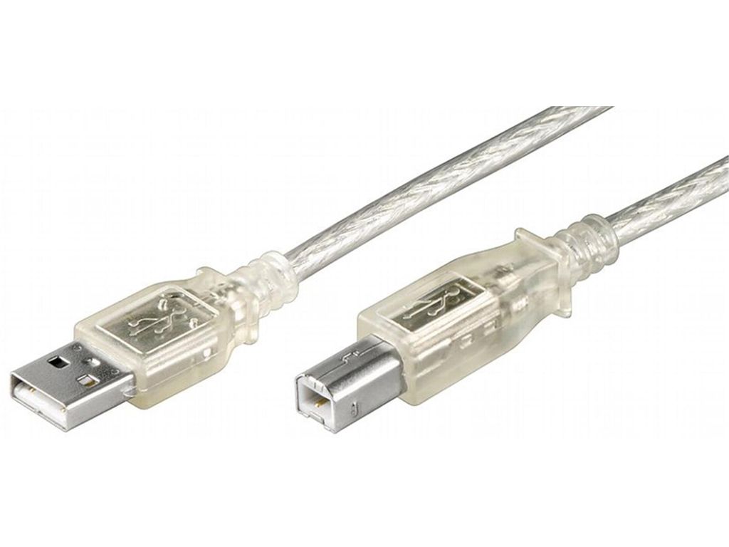 Goobay 68972 USB 2.0 Hi-Speed Kabel, Transparent, 1.8 m - USB 2.0-Stecker (Typ A) > USB 2.0-Stecker (Typ B)