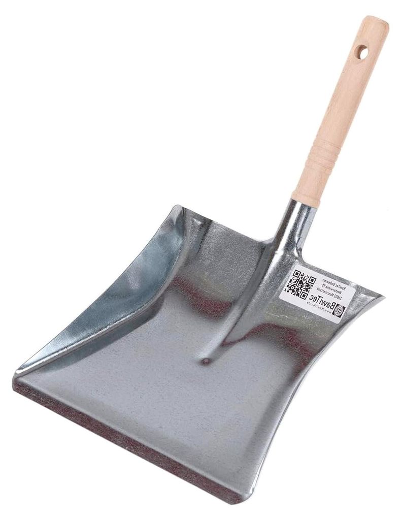 Kehrschaufel Kehrblech verzinkt mit Holzgriff (Buchenholz) robuste Metall-Schaufel hitzebeständig Ascheschaufel Kaminschaufel für Haushalt,Hobby,...