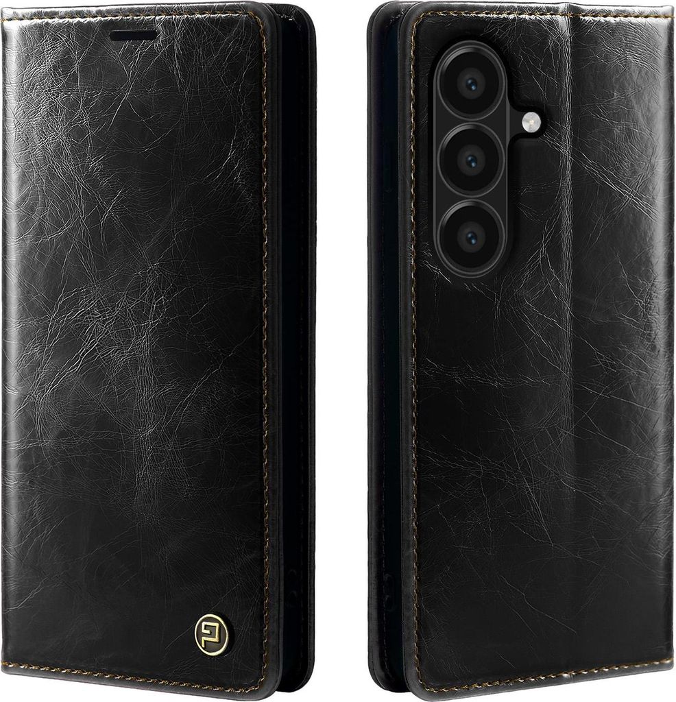 Handyhülle für Samsung Galaxy A57 5G Kunstleder Flip Vintage Cover Hülle RFID Schutz Case Kartenfach Farbe: Schwarz