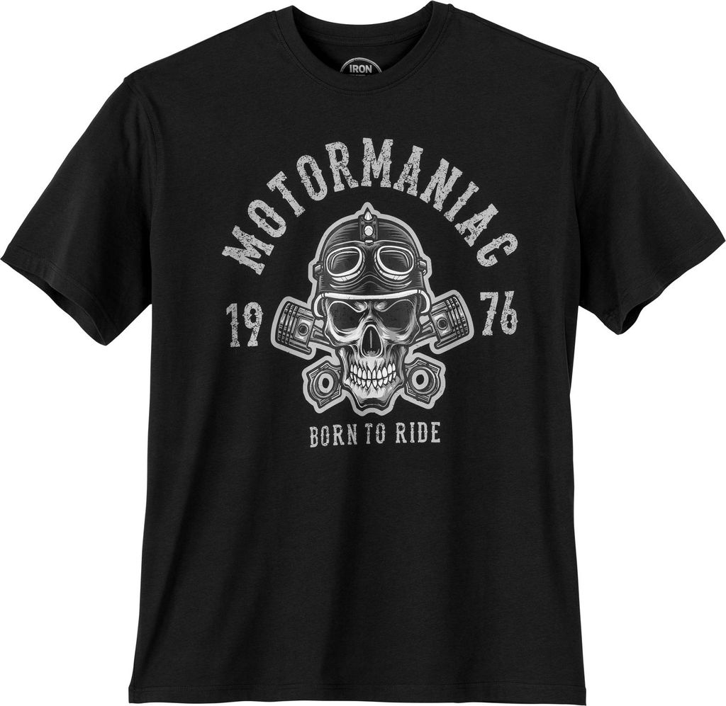 Iron Stitch Übergrößen T-Shirt schwarz Motormaniac