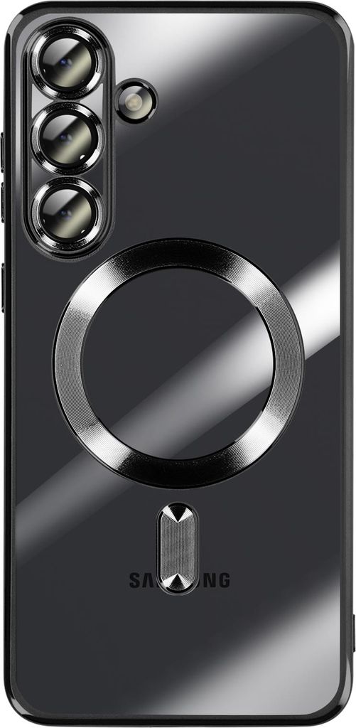 Avizar, MagSafe Hülle Galaxy S25 FE weich, Chromrand, Schwarz