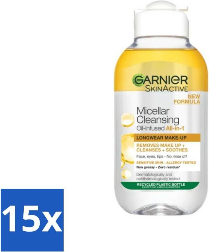 Garnier - Mizellen-Reinigungswasser - Öl - 100 ml - Vorteilspack - 15 Stücke