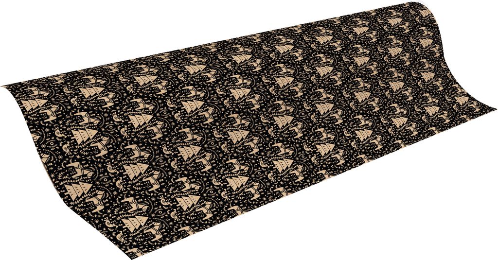 Clairefontaine Geschenkpapier Kraft Natur Rolle 50x0,70m Flora schwarz 223847C