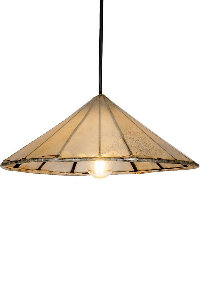 Orientalische Lampe Pendelleuchte Hängeleuchte Mian Beige 30cm Groß | Marokkanische Lederlampe Hennalampe Leuchte | Orient Lampen für Wohnzimmer...